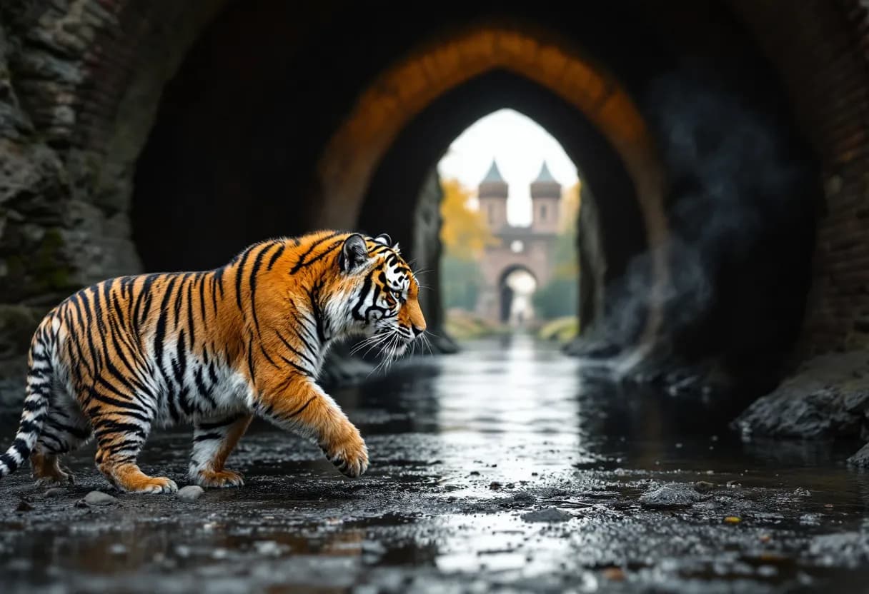 Glimlachende twintiger in bakkersschort legt vers brood in de toonbank, terwijl door het raam de torens van het Kortrijkse Belfort zichtbaar zijn.